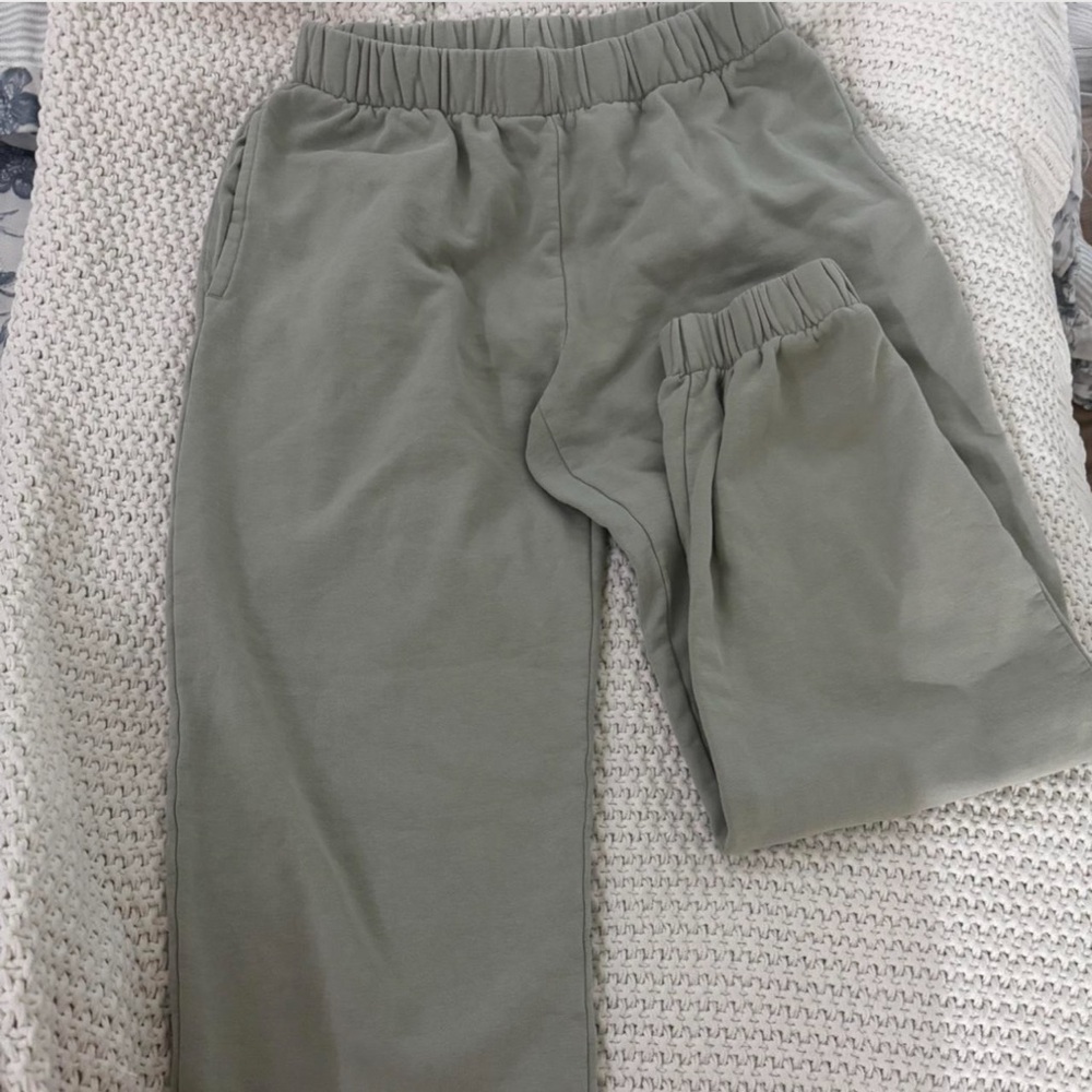 Brandy Melville Green Track Pants with Elastic Waist